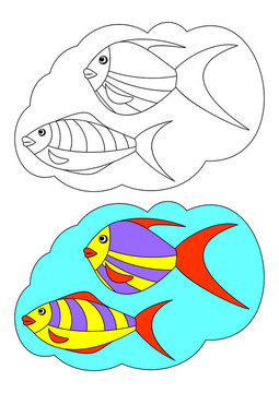 著色圖片。魚。