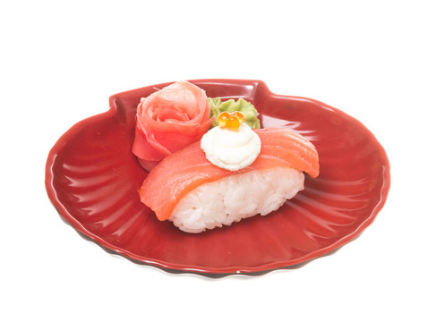 白底三文魚(yú)壽司