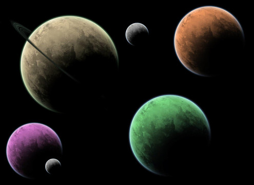 一個(gè)行星在太空收集