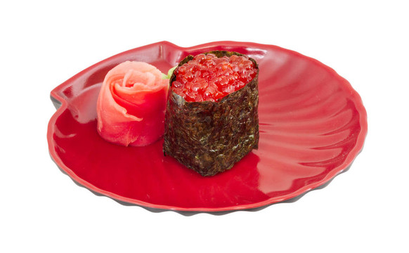 鮭魚(yú)卵壽司nikiri輥微距鏡頭