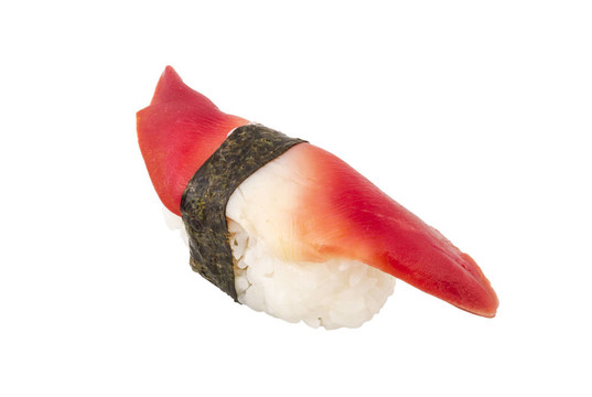 Hokkigai Mollusc sushi在白色背景