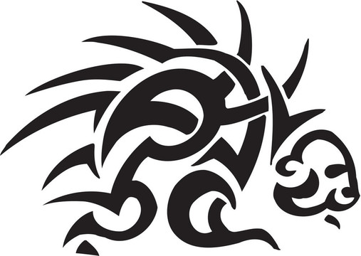 在部落風(fēng)格的豪豬插圖