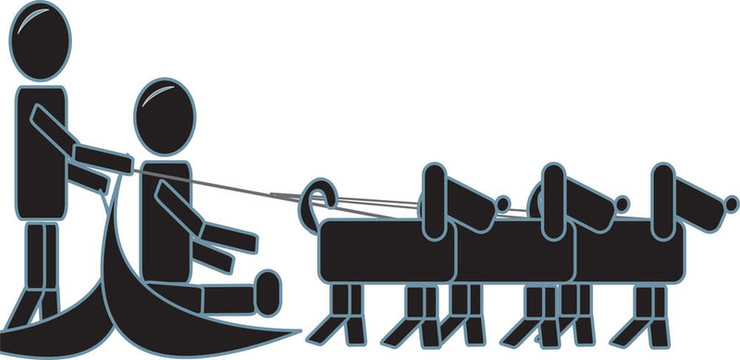 畫(huà)中人物狗拉雪橇