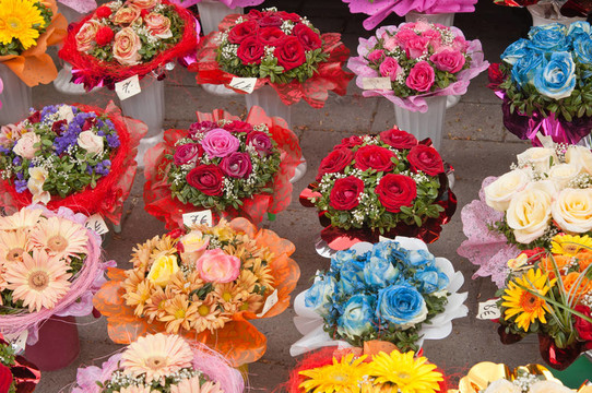 鮮花花束品種；特寫