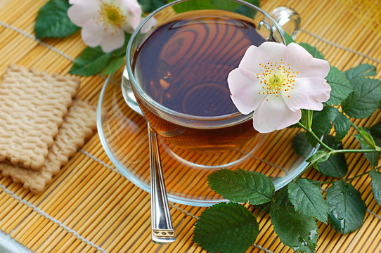 茶與狗玫瑰花