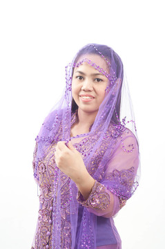 亞洲的泰國(guó)女紫色穆斯林服飾- banduang