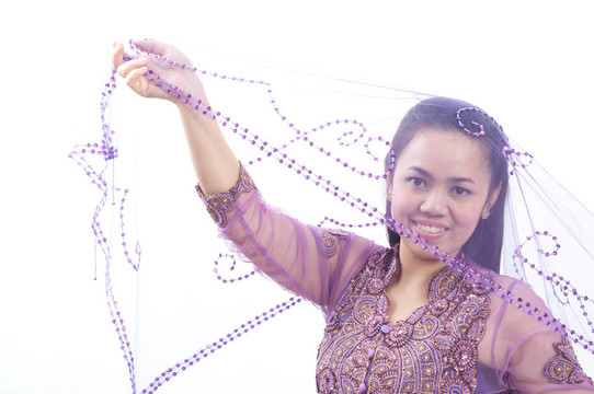 亞洲的泰國女紫色穆斯林服飾- banduang