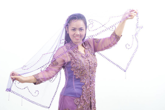 亞洲的泰國(guó)女紫色穆斯林服飾- banduang