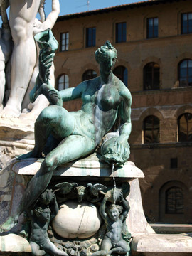 Bartolomeo Ammannati的海神噴泉；在市政廣場；佛羅倫薩；意大利