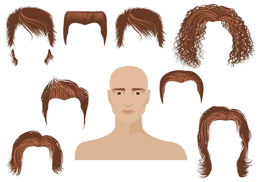 發(fā)型。男人的臉和一套理發(fā)