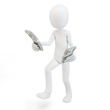 三維人與成堆的現(xiàn)金運(yùn)行
