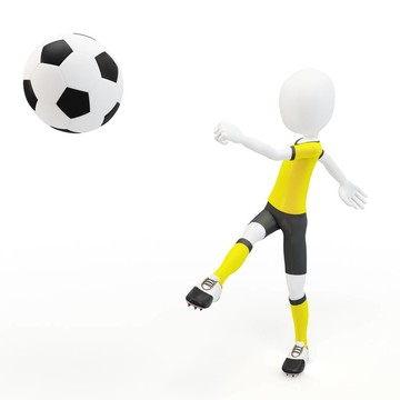 三維男子足球運動員與球
