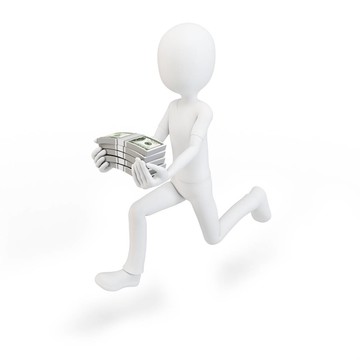 三維人與成堆的現(xiàn)金運(yùn)行