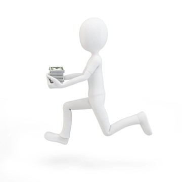 三維人與成堆的現(xiàn)金運(yùn)行