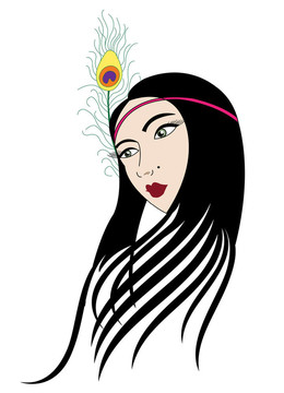 一個嬉皮女孩插畫