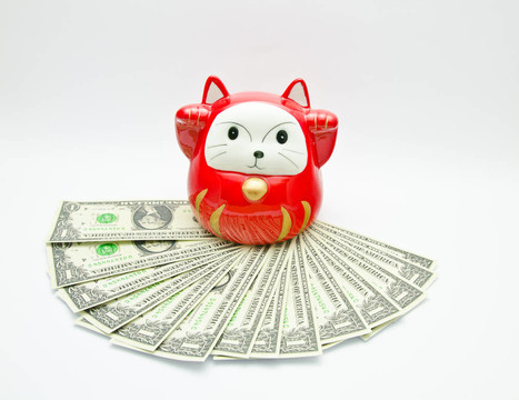 金錢上的幸運(yùn)貓
