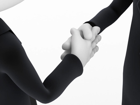 3D關(guān)門兩商家握手