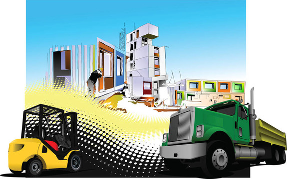 用卡車（卡車）建造工地