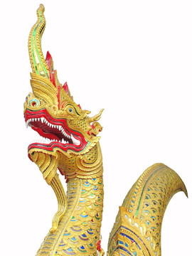 金色的巨大的Naga雕像