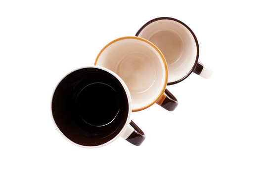 三個(gè)彩色咖啡杯