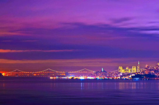 夜幕下的金門大橋