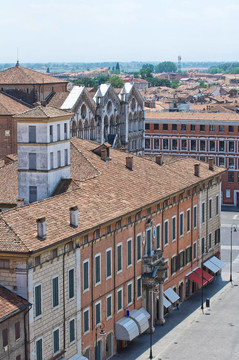 Ferrara的全景。Emilia Romagna。意大利.