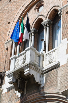 市政廳。Ferrara。Emilia Romagna。意大利.