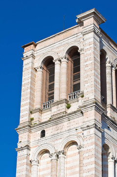 圣喬治大教堂的鐘樓。Ferrara。Emilia Romagna。意大利.