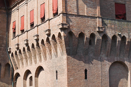 埃斯騰斯城堡。Ferrara。Emilia Romagna。意大利.