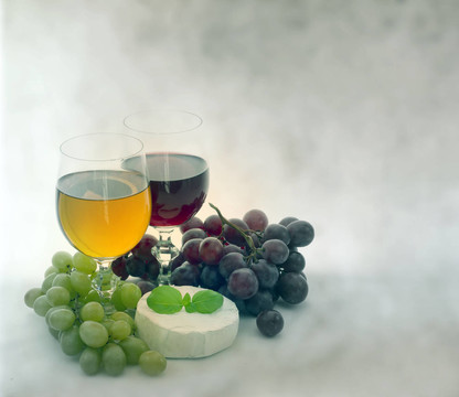 葡萄酒葡萄和奶酪