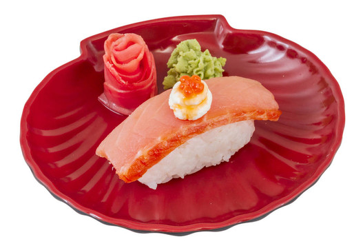 白底三文魚(yú)壽司