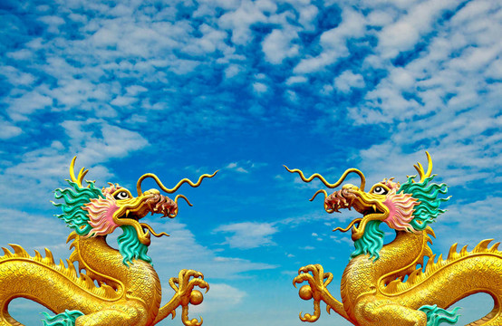 藍(lán)天背景下的龍身份
