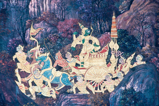 泰國壁畫上墻；Wat Phra Kaew；曼谷