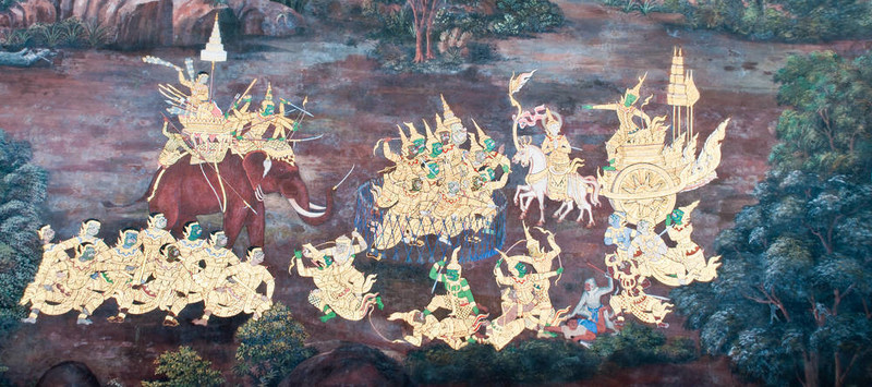 泰國壁畫上墻；Wat Phra Kaew；曼谷