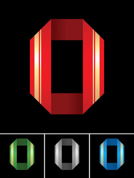 ABC字体从彩色设置色带拉丁字母O
