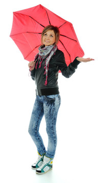女孩用雨傘