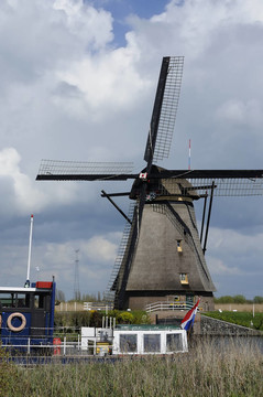 風(fēng)車和荷蘭Kinderdijk；船；