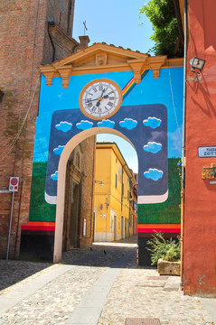小巷。多扎。Emilia Romagna。意大利.