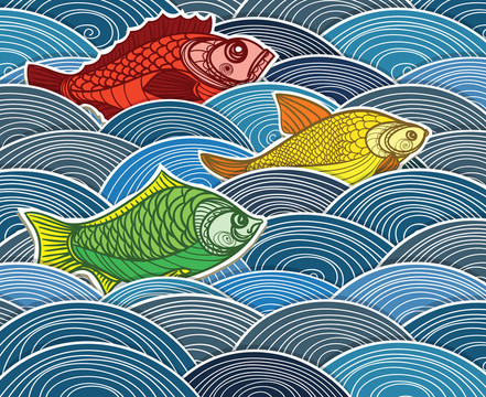 波浪魚群