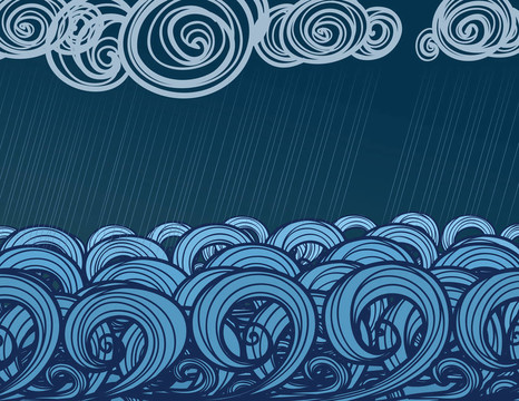 手繪海浪