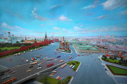 莫斯科- 1月7日：西洋鏡莫斯科首府USSR 1月7日；莫斯科2011；俄羅斯。立體模型創(chuàng)建的藝術(shù)家