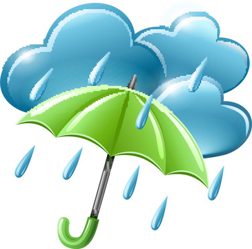 下雨天氣圖標與云和傘