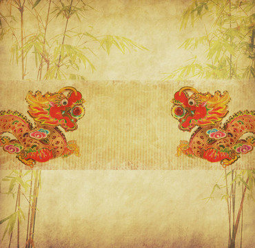 具有手工紙紋理的中國竹子設計