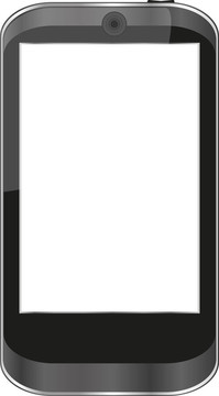 現(xiàn)代智能手機(jī)的插圖與白色屏幕移動(dòng)通信插入