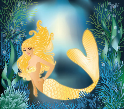 漂亮的金色美人魚