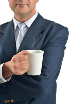 商人拿著一杯白茶