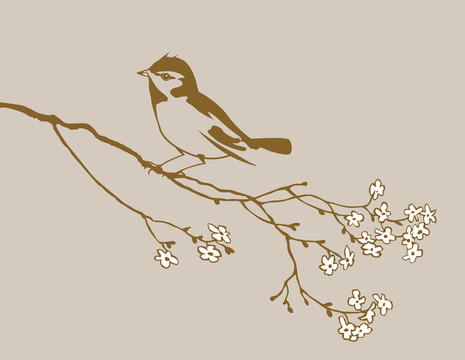 棕色背景上的鳥剪影；