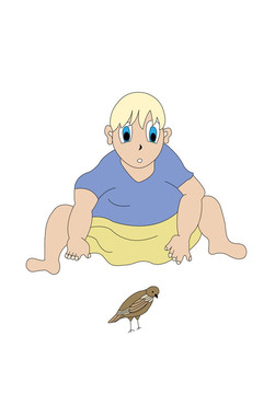 男孩看著小鳥(niǎo)