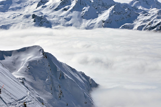 從kitzsteinhorn峰滑雪場觀冬；奧地利阿爾卑斯
