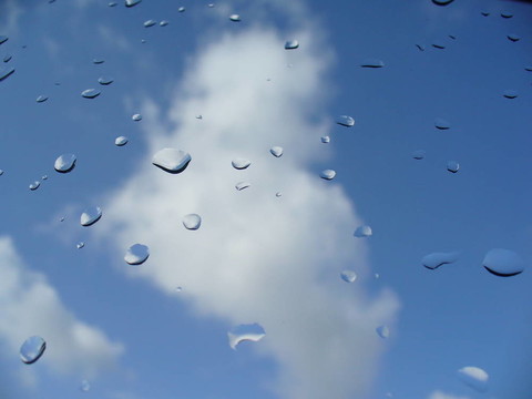 天空；云；玻璃滴